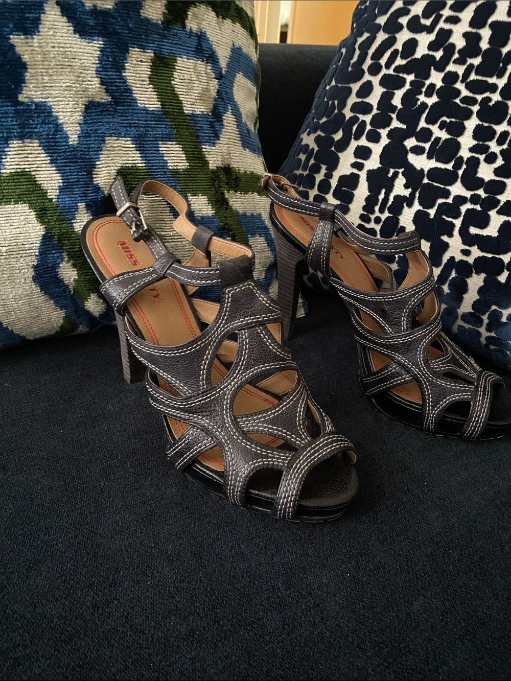 Miss Sixty Dark Blue Cutout Strappy 5”High Heels